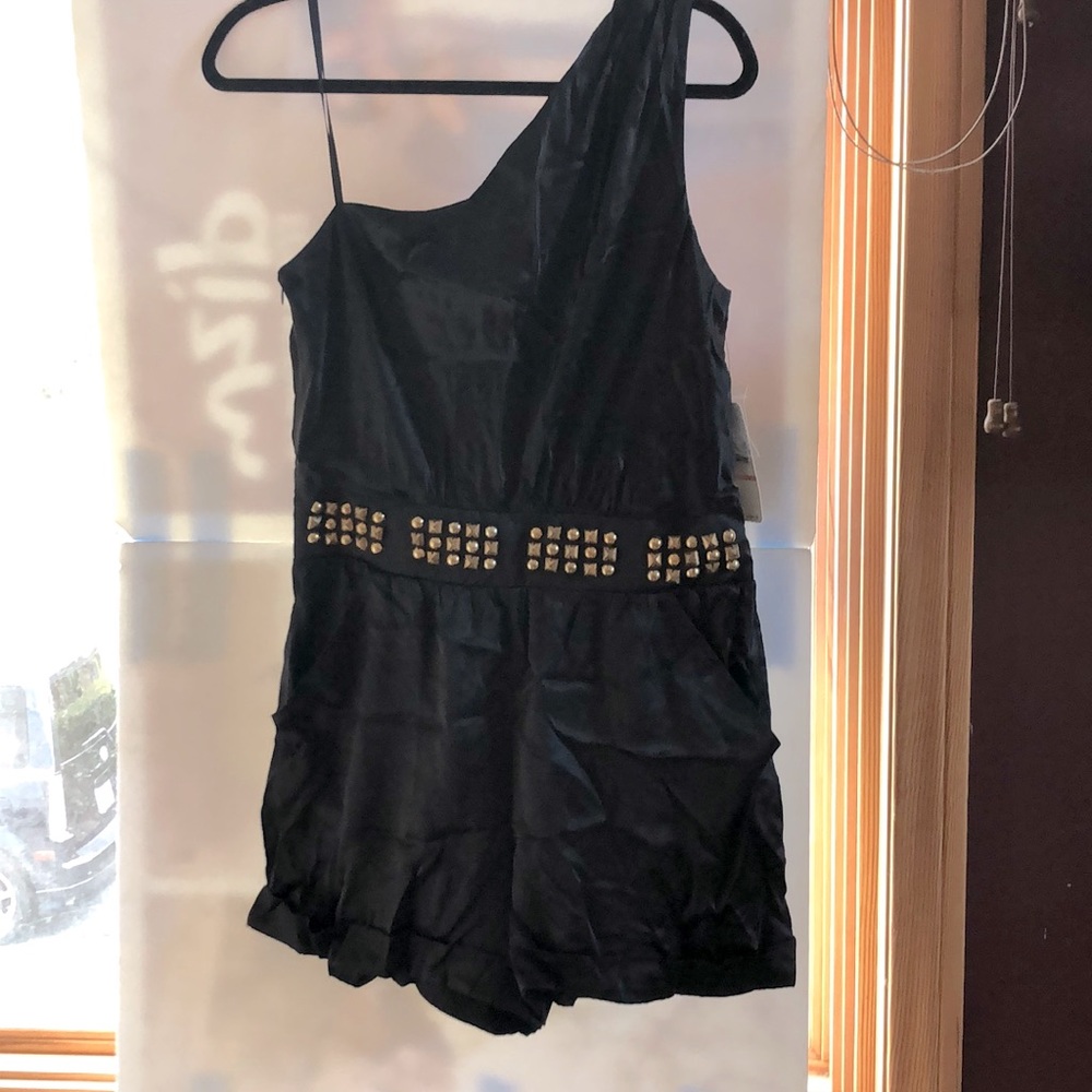 Black satin romper
